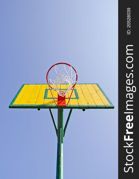 Yellow, red and green backboard on sky background. Yellow, red and green backboard on sky background