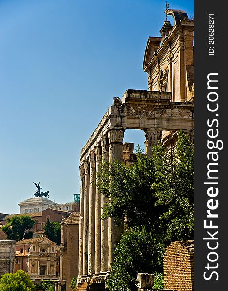 The ancient Forum Romanum in Italy, Capitol in background. The ancient Forum Romanum in Italy, Capitol in background.