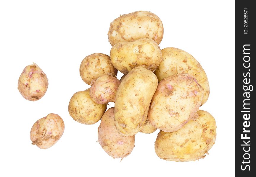Bunch Of Potatoes On White