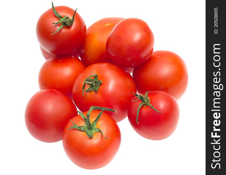 The red tomato isolated on white background
