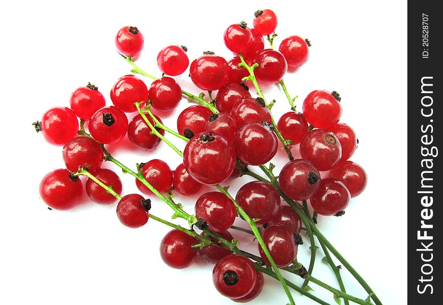 Gooseberries (currants) red on a white background