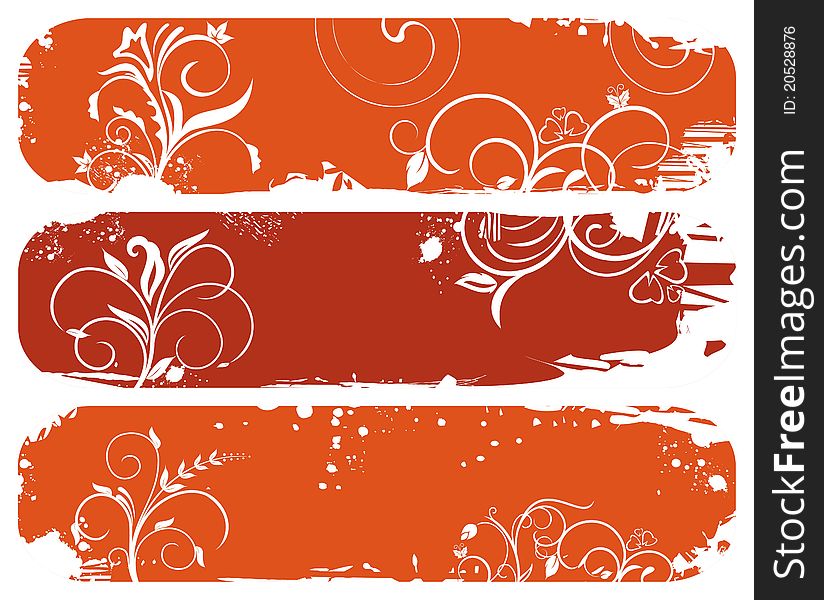 Illustration set of horizontal floral autumn banners - vector