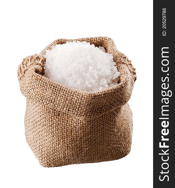 Sea salt in a  burlap sack