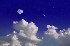 Moon Over Blue Sky Royalty Free Stock Photo