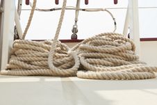 Rope Rigging On A Sailboat Deck. Stock Image Rope Rigging On A Sailboat Deck. Stock Image