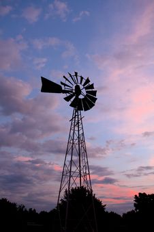 Old Windmill In Colorful Sunset. Royalty Free Stock Photo