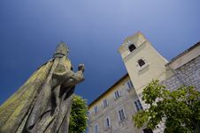 Statue And Church Of St.Nicholas In Kraljevica Royalty Free Stock Photo Statue And Church Of St.Nicholas In Kraljevica Royalty Free Stock Photo