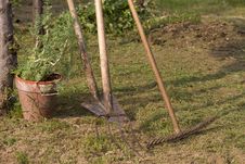 Rake And Hoe Work Tools Royalty Free Stock Photo Rake And Hoe Work Tools Royalty Free Stock Photo