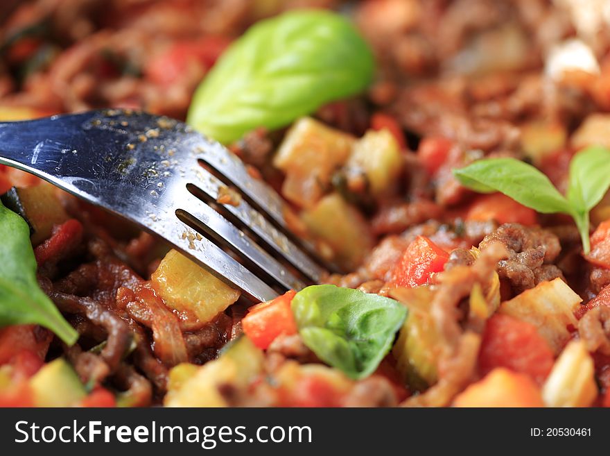 Meat based pasta sauce - macro shot. Meat based pasta sauce - macro shot