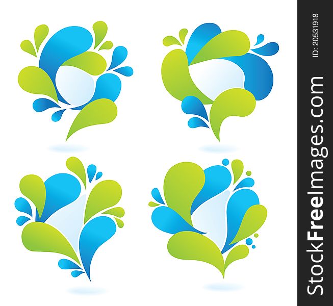 Collection of vector floral speech bubbles