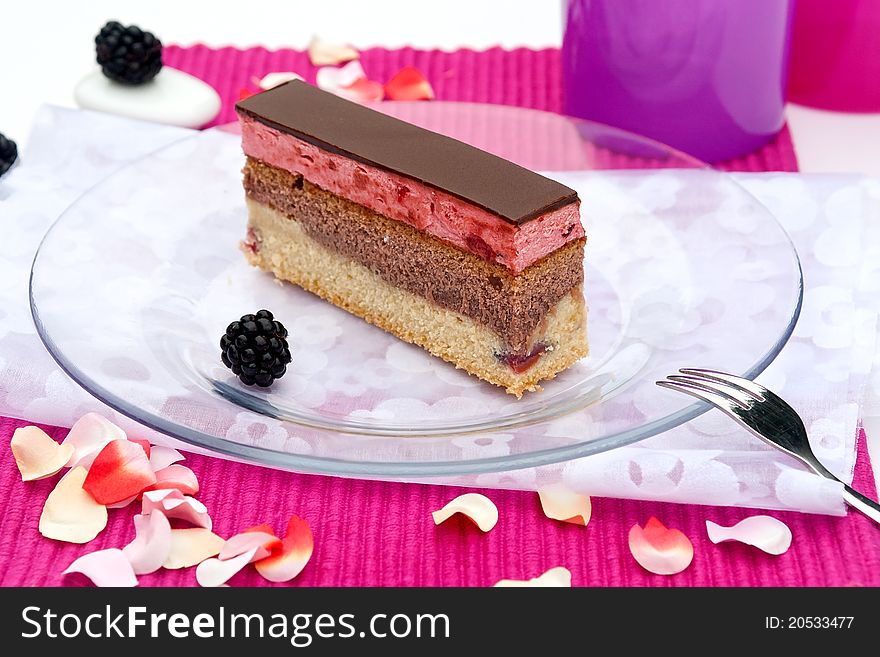 Slice of cherry cake from Hungary