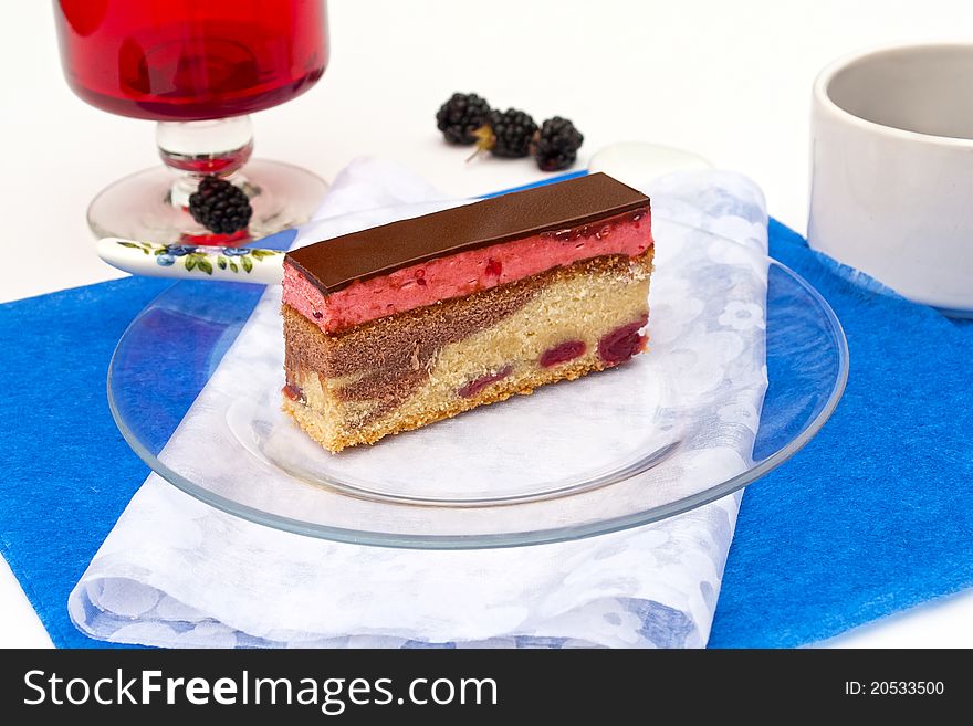 Slice of cherry cake from Hungary