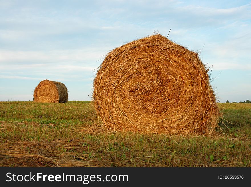 Two Haystacks on the green field