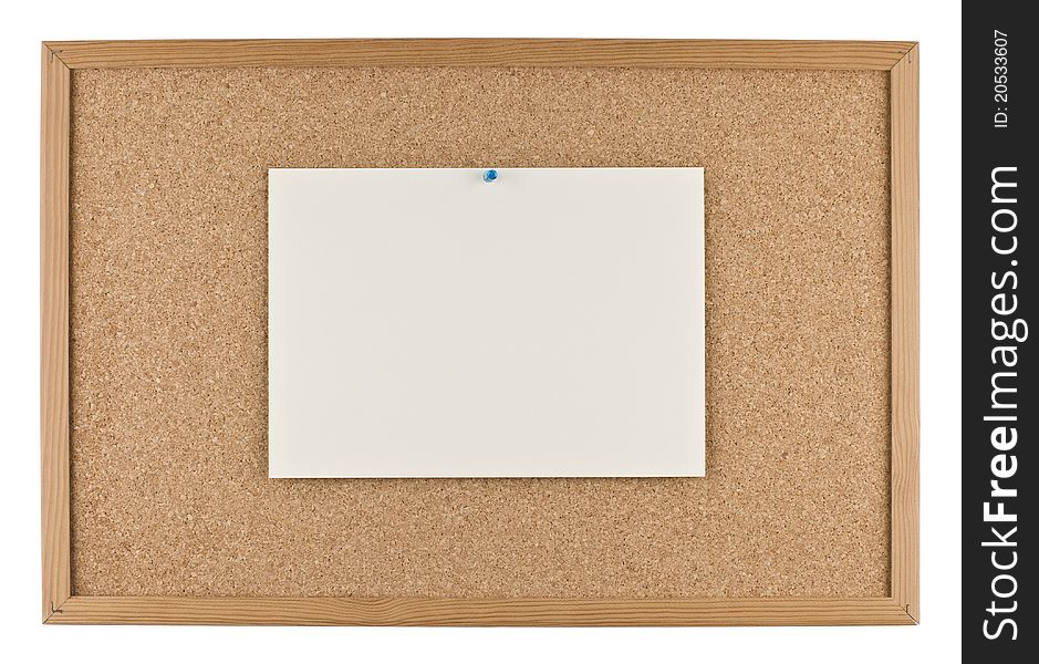 Message or bulletin board with blank paper. Message or bulletin board with blank paper