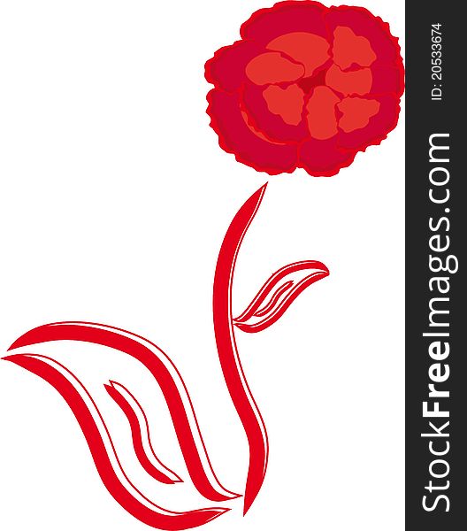 Red flower on a white background - Vector Illustration