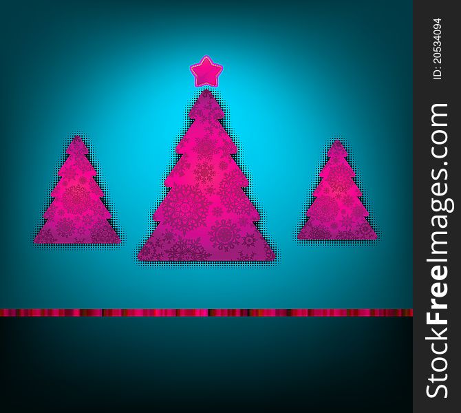 Christmas Trees Card Template. EPS 8