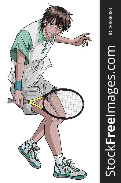 Anime style male tennis player