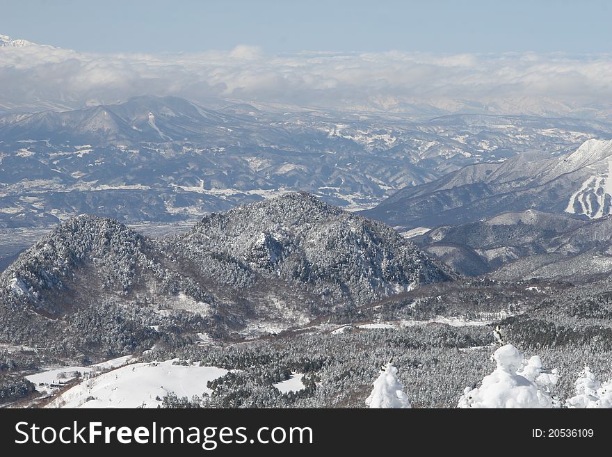 Snow mountains in Nagano Japan