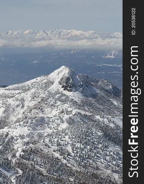 Snow mountains in Nagano Japan