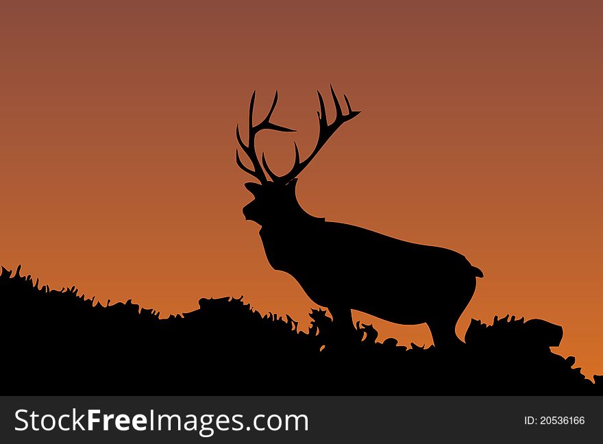 Illustration of deer waiting at sunset. Illustration of deer waiting at sunset.