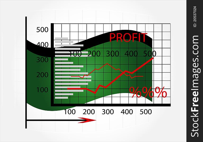 Business chart with green flag