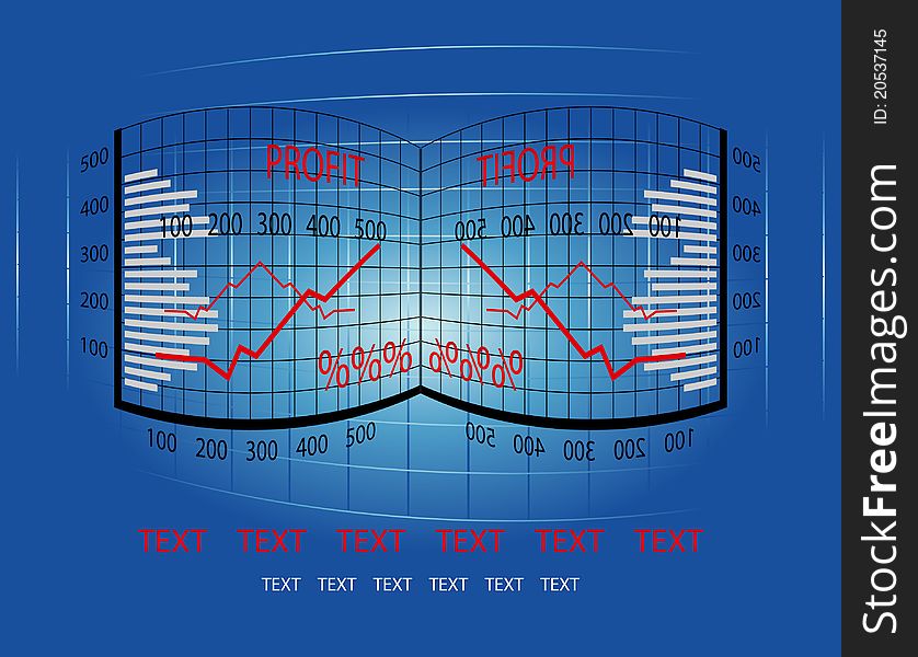 Business chart on blue background