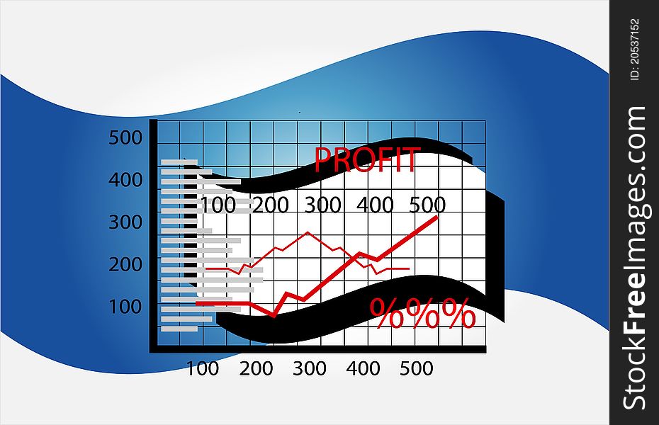 Business chart with flag and diagram