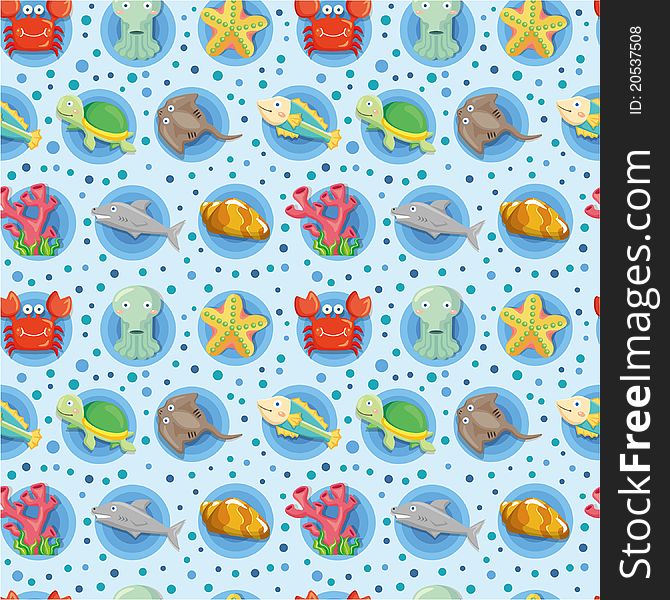 Cartoon Aquarium animal seamless pattern,,illustration