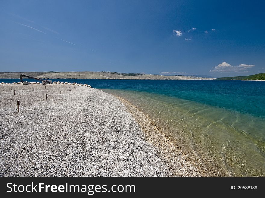 Lovely pebble beach in Jadranovo with the crystal clear sea. Lovely pebble beach in Jadranovo with the crystal clear sea