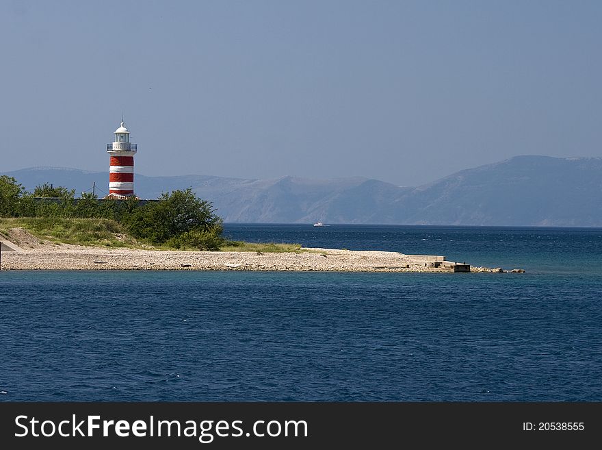 Marine panorama with the lighthouse