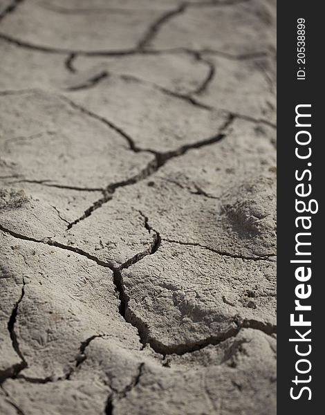Dry, cracked earth of a lake bed during a drought