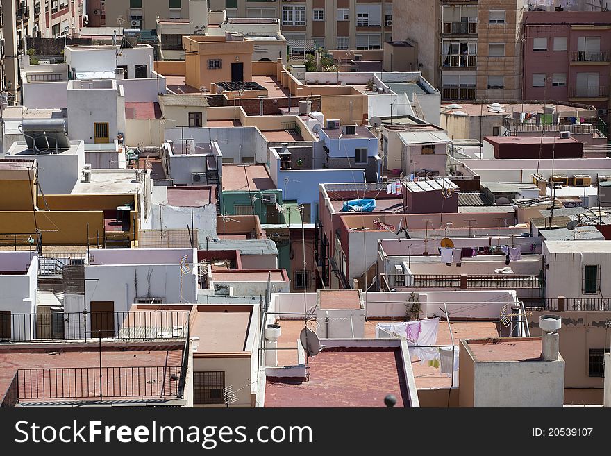 View over rooftops at Almeria, Spain. View over rooftops at Almeria, Spain