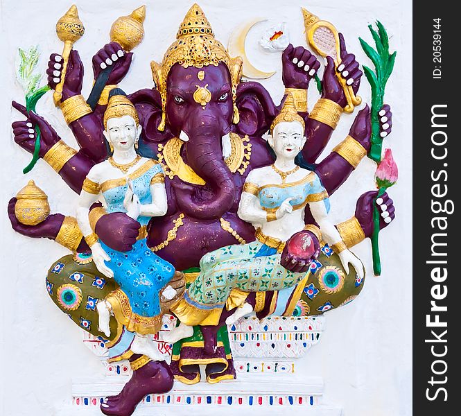 Purple Eight Hands Ganesha With Angels