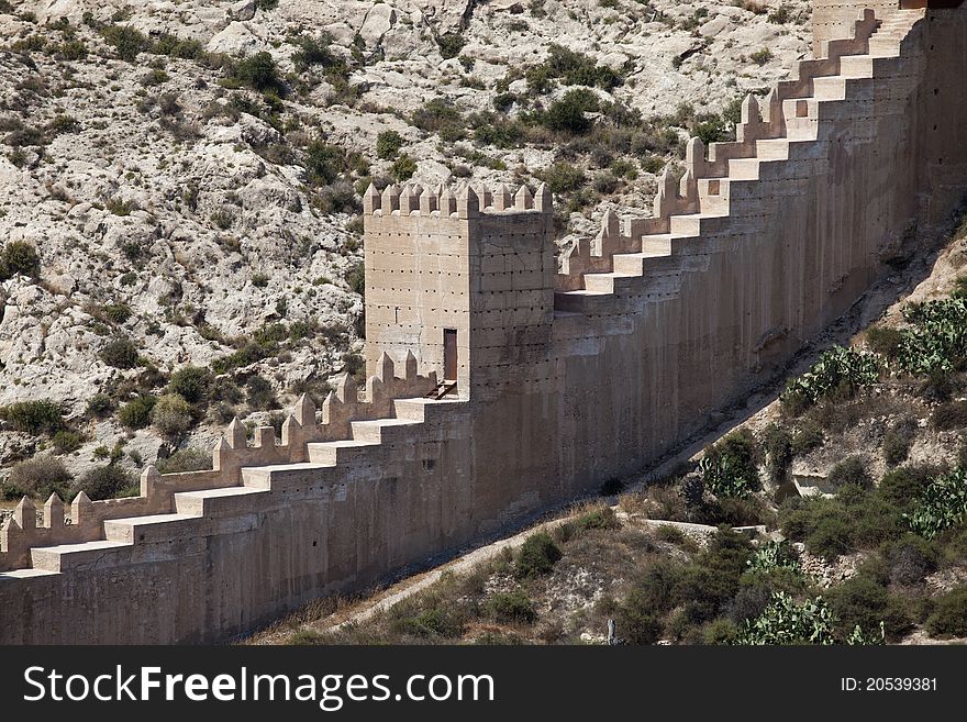 A defensive wall at the Alcazaba of Almeria