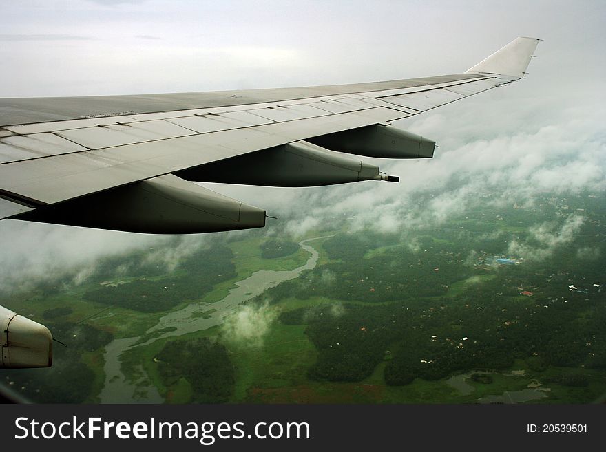 Flying Over Green Landscape