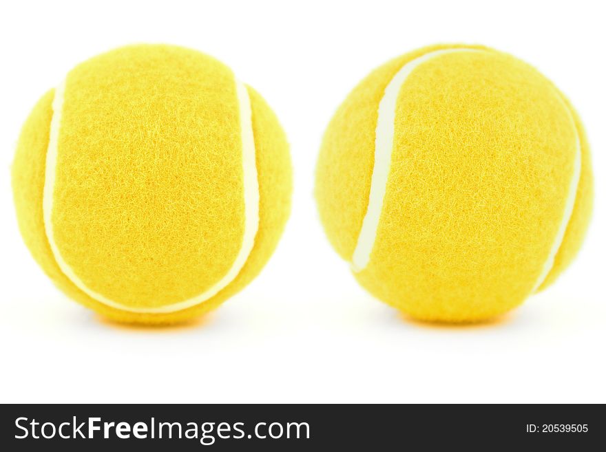 Set of tennis balls isolated on white