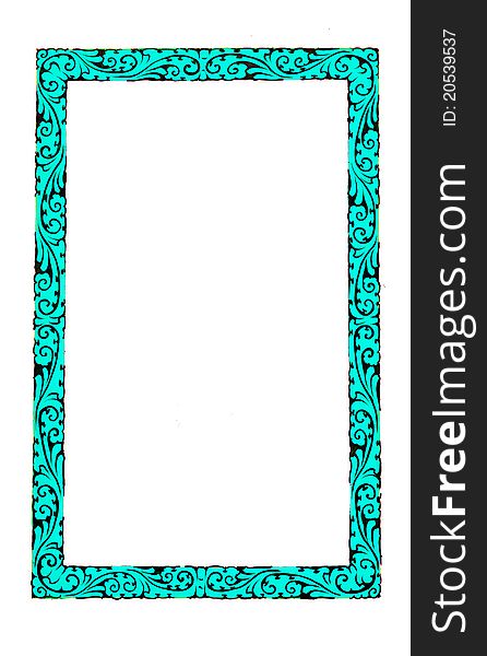 Blue chinese style frame isolated on white background