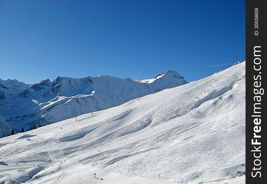 Slope on the skiing resort Elm. Switzerland. Slope on the skiing resort Elm. Switzerland