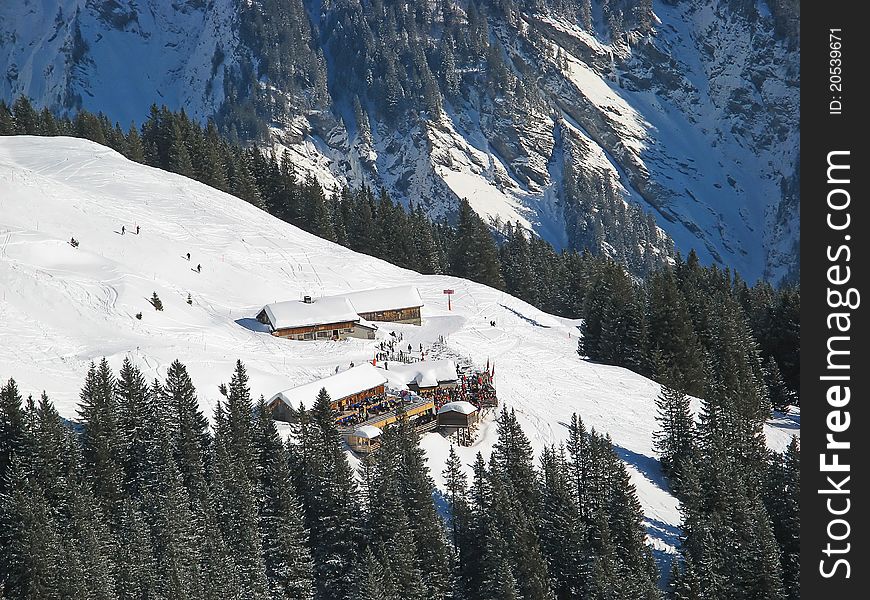 Winter in swiss alps. Elm, canton Glarus, Switzerland