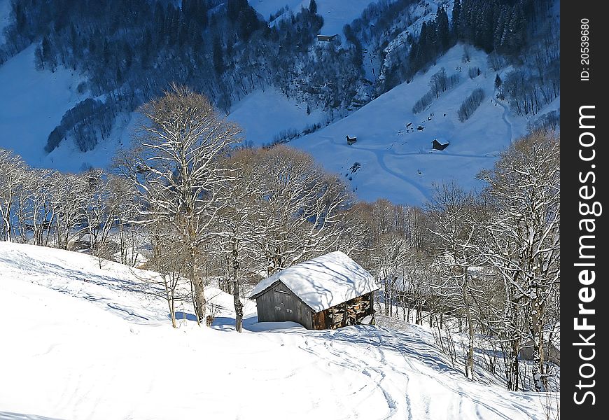 Slope on the skiing resort Elm. Switzerland. Slope on the skiing resort Elm. Switzerland