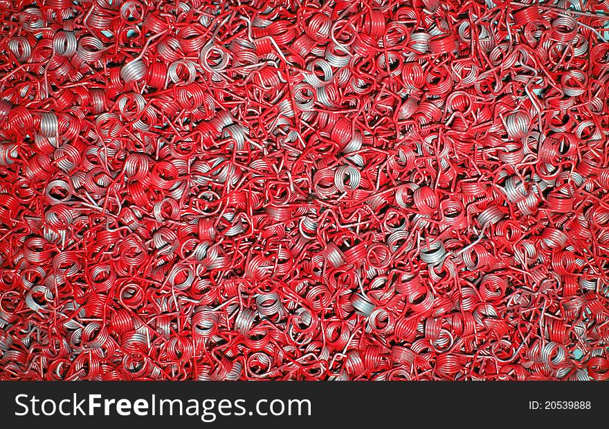 Set of red springs in bulk ready for assembly. Set of red springs in bulk ready for assembly