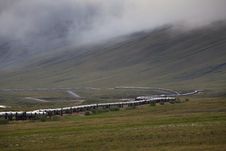 Tran-Alaska Pipeline With Fog Stock Photos Tran-Alaska Pipeline With Fog Stock Photos