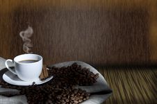 Coffee Beans And Coffee Cup, Collage Stock Images Coffee Beans And Coffee Cup, Collage Stock Images