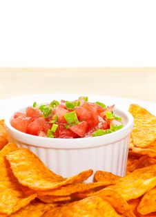 Bowl Of Salsa And Fresh Nachos Royalty Free Stock Photos Bowl Of Salsa And Fresh Nachos Royalty Free Stock Photos