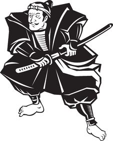 Samurai Warrior With Katana Sword Fighting Stance Stock Image Samurai Warrior With Katana Sword Fighting Stance Stock Image