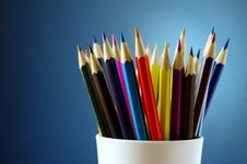 Pencils In Plastic Cup Royalty Free Stock Image