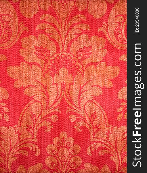 Red textile wallpaper. floral pattern background. Red textile wallpaper. floral pattern background.