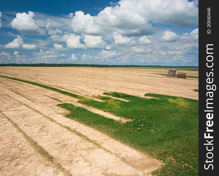 The fields for the production of rolled turf. The fields for the production of rolled turf