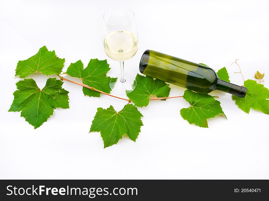 Wine composition isolated on white