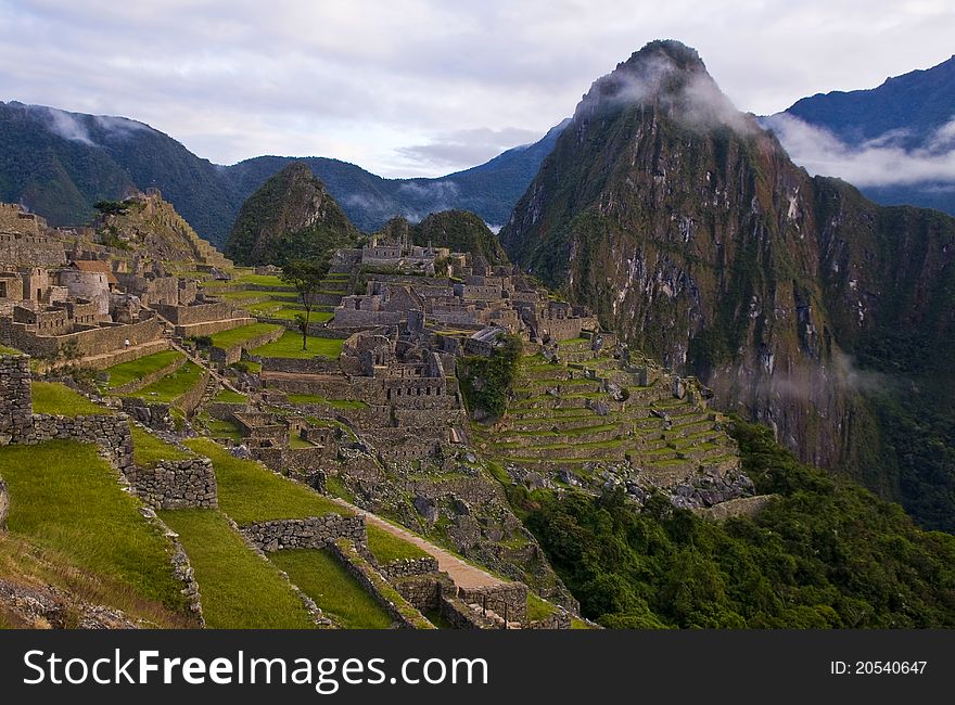 View of the archeological site of Machu Pichu